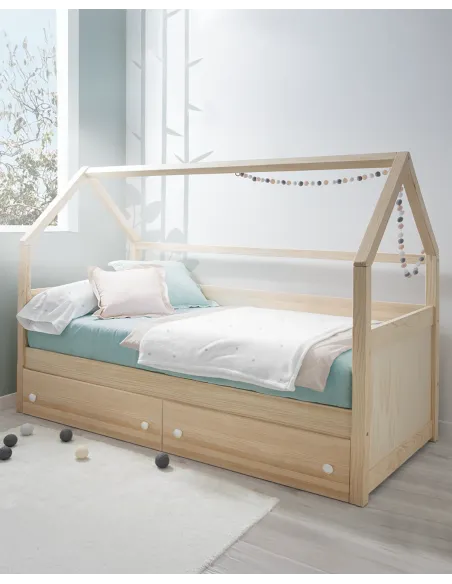 Lit Cabane enfant avec rangement en bois - Livraison rapide