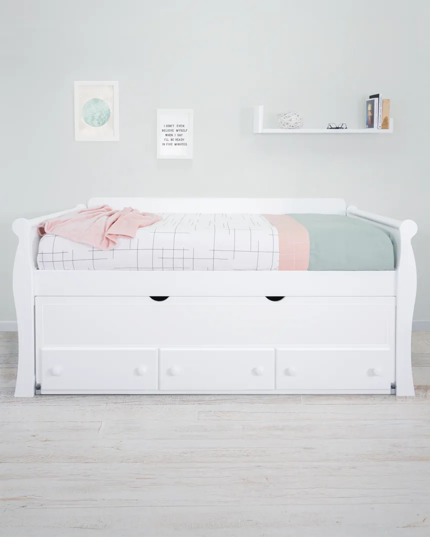 Lit gigogne avec rangement Gondole 90x190- Garantie 3 ans