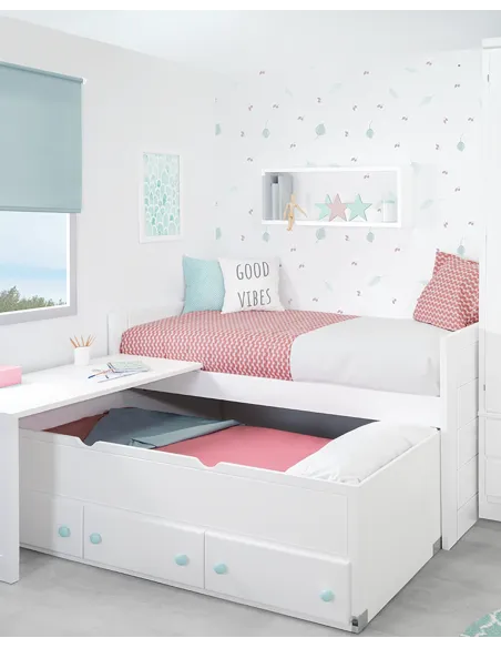 Lit gigogne avec rangement Linéaire pour enfant - Livraison rapide