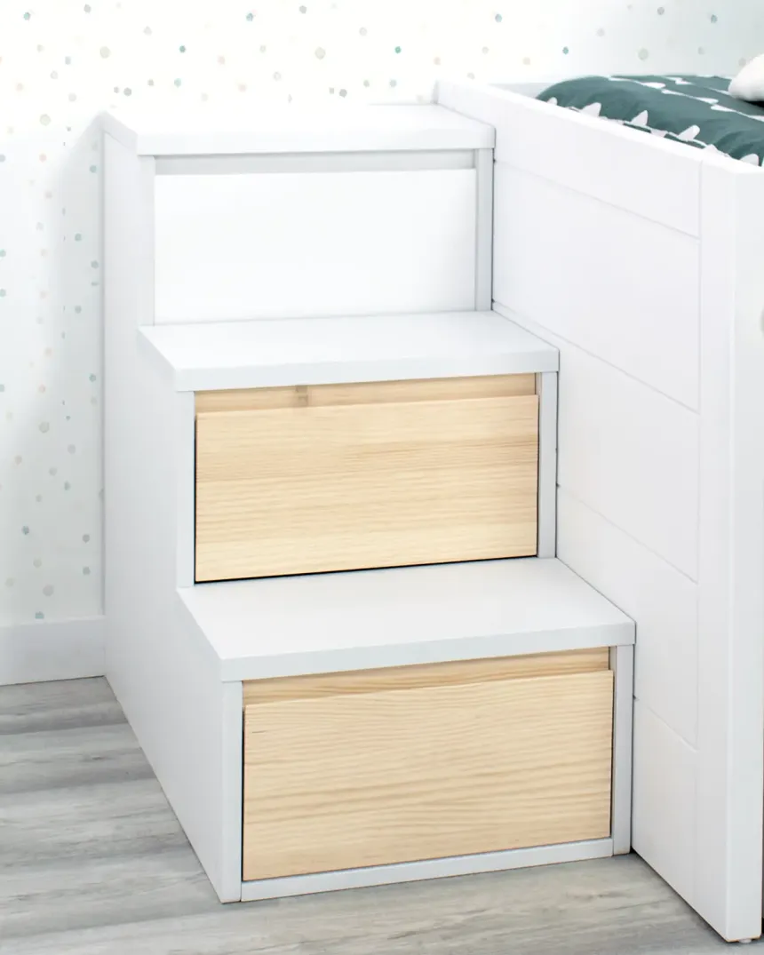 Meuble escalier avec tiroirs pour lit enfant - Livraison rapide 2