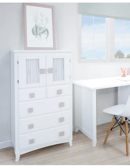 Chiffonnier enfant avec portes et rideau