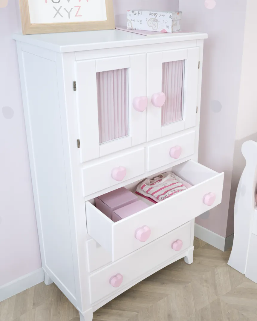 Chiffonnier enfant avec portes et rideau | Livraison rapide 2