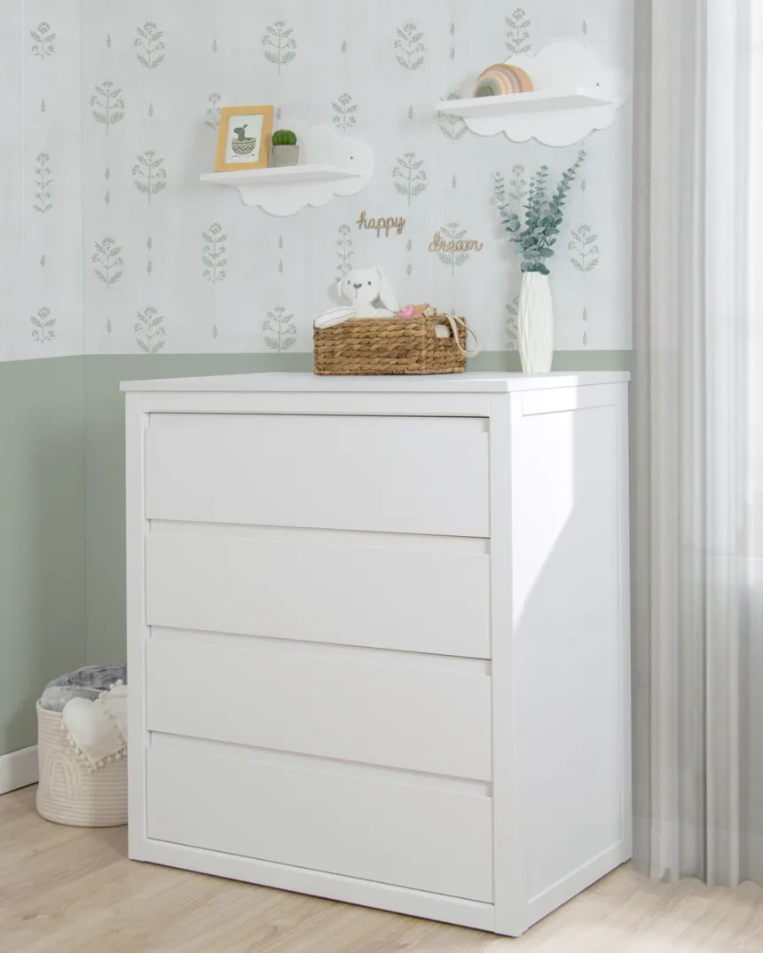 Commode 4 tiroirs blanche pour enfant - ado |  Livraison rapide