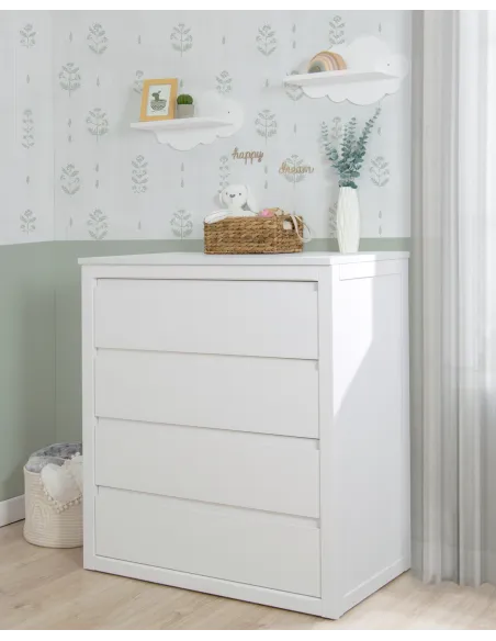 Commode 4 tiroirs blanche pour enfant - ado |  Livraison rapide