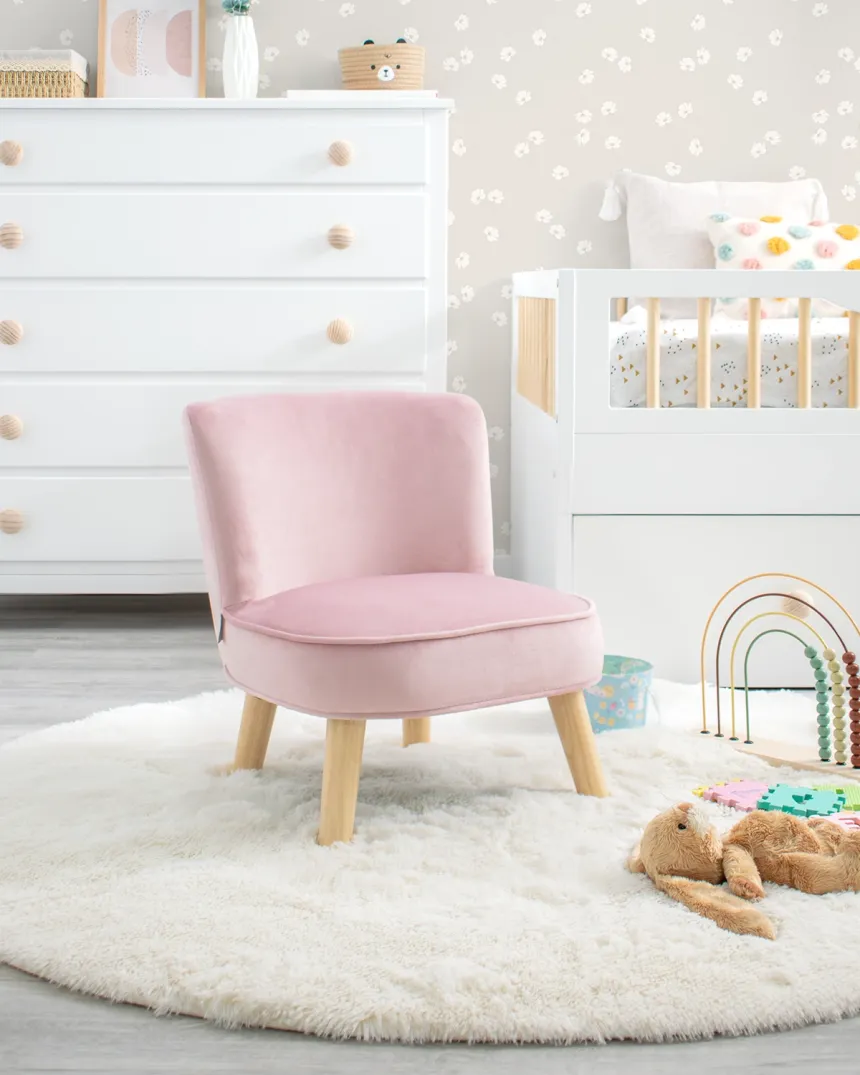 Fauteuil enfant velours rose