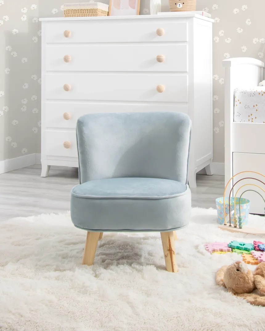 Fauteuil enfant velours bleu
