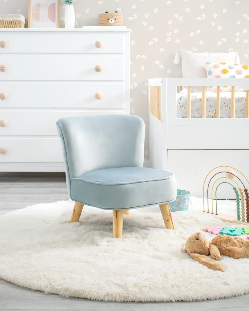 Fauteuil enfant velours bleu 2