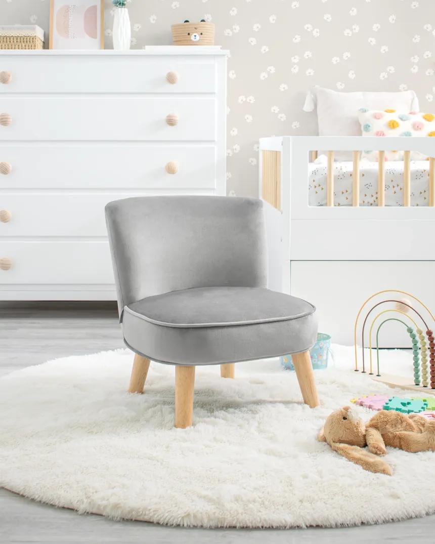 Fauteuil enfant velours gris 2