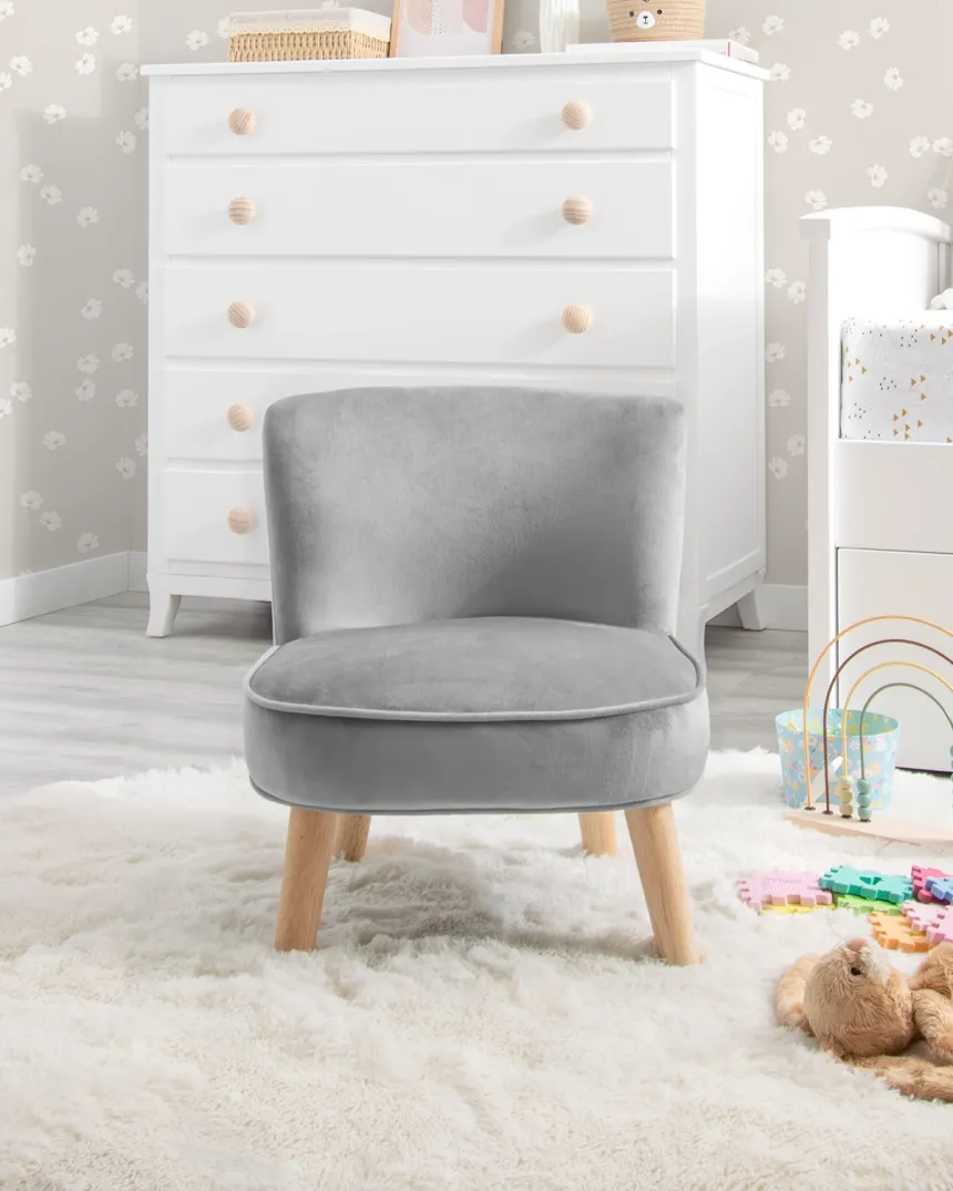 Fauteuil enfant velours gris