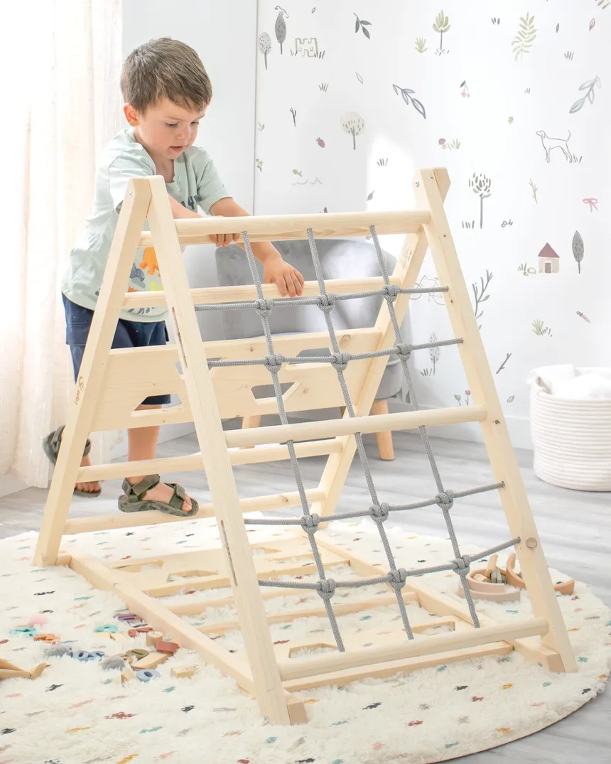 Triangle de motricité et escalade montessori - Jouet Pikler 3 en 1