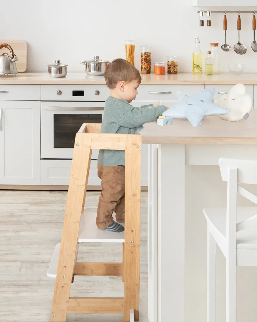 Tour d´observation Montessori enfant blanc et bois | Livraison rapide