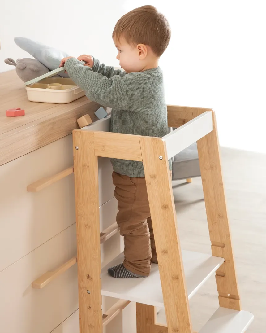 Tour d´observation Montessori enfant blanc et bois | Livraison rapide