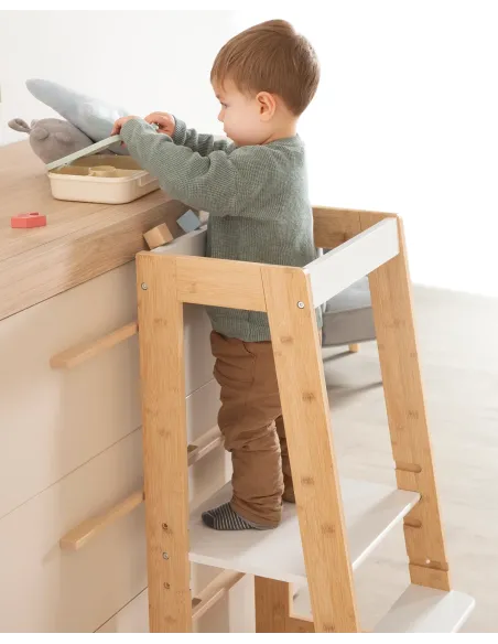 Tour d´observation Montessori enfant blanc et bois | Livraison rapide