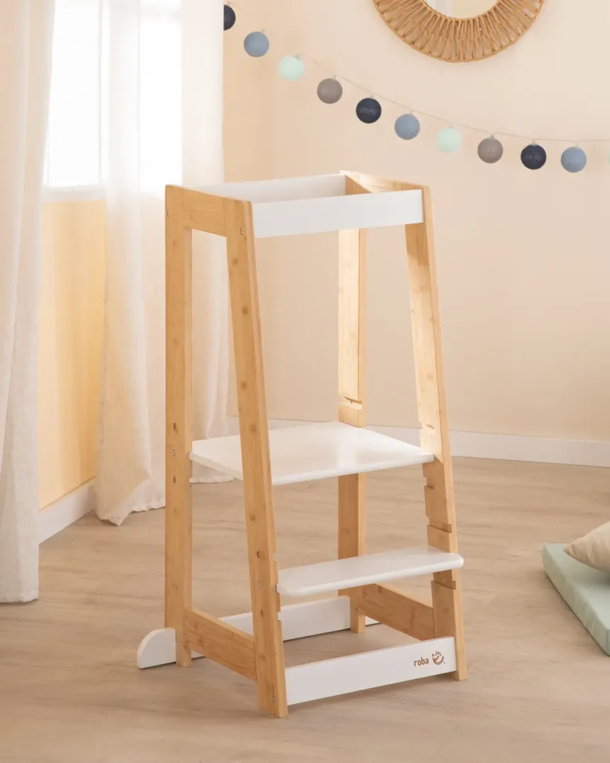 Tour d´observation Montessori enfant blanc et bois | Livraison rapide