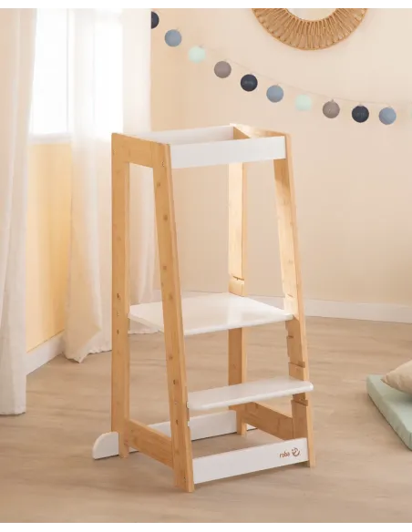 Tour d´observation Montessori enfant blanc et bois | Livraison rapide