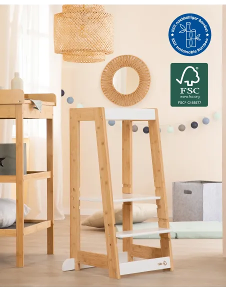 Tour d´observation Montessori enfant blanc et bois | Livraison rapide