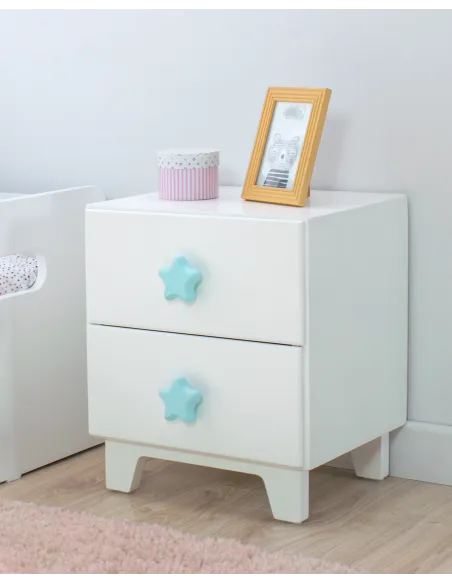 Table de chevet enfant Piccolo 2 tiroirs/ Pieds