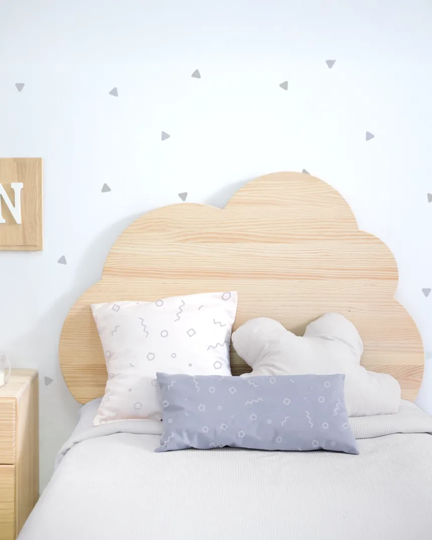 Tête de lit Nuage avec lumière en bois naturel - Livraison rapide