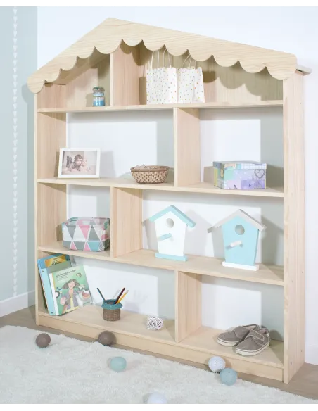 Étagère enfant Cabane en bois naturel |  Livraison rapide