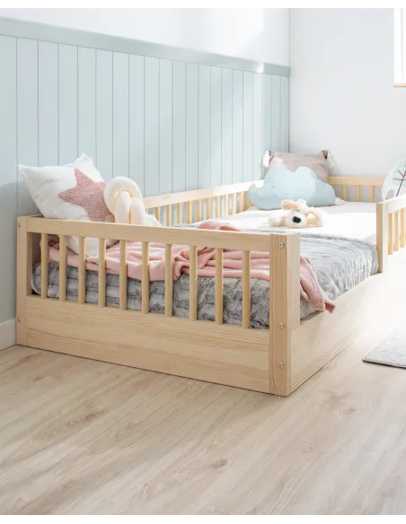 Lit montessori évolutif Sofia Naturel 90x190 cm | Livraison rapide