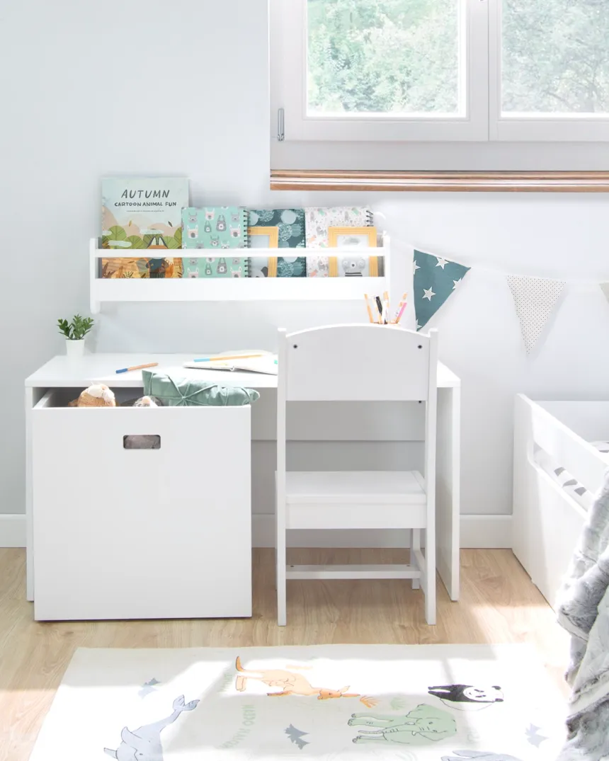 Table enfant avec rangement blanc, petit bureau - Livraison gratuite