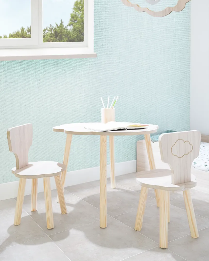 Table et chaises enfant nuage bois Basique - Livraison rapide