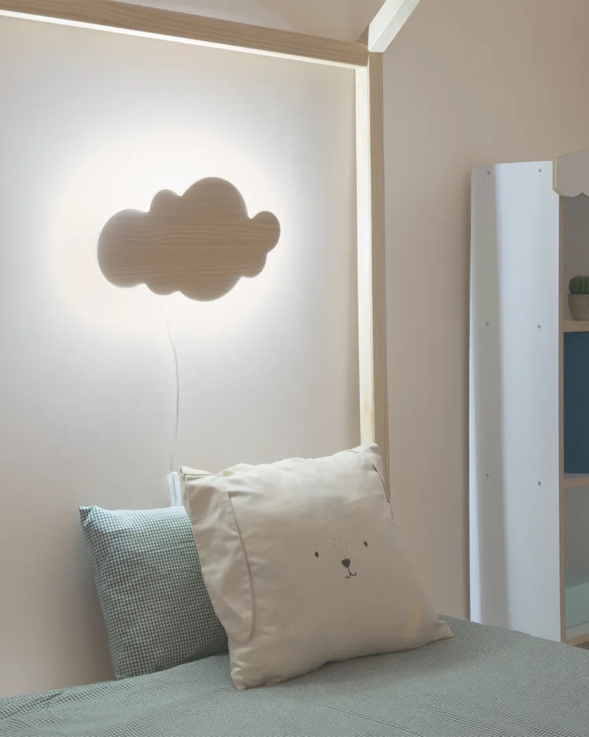 Applique murale nuage LED bois | Livraison rapide
