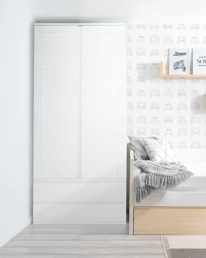 Armoire ado 2 portes avec tiroirs Linéaire - Garantie 3 ans