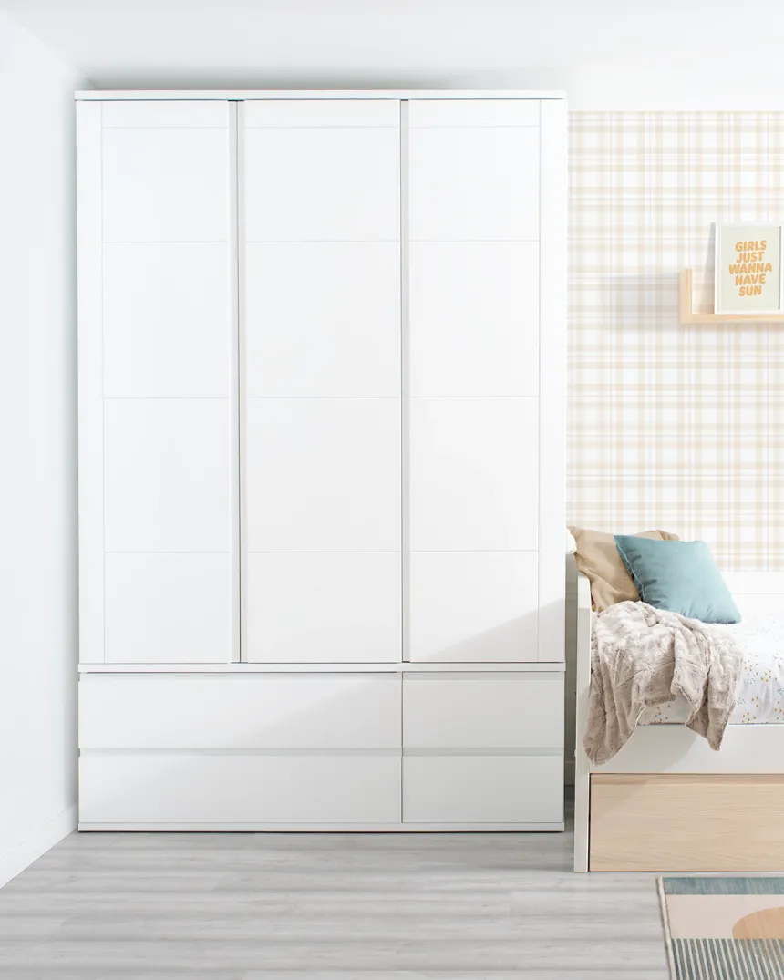 Armoire ado 3 portes avec tiroirs Linéaire - Garantie 3 ans