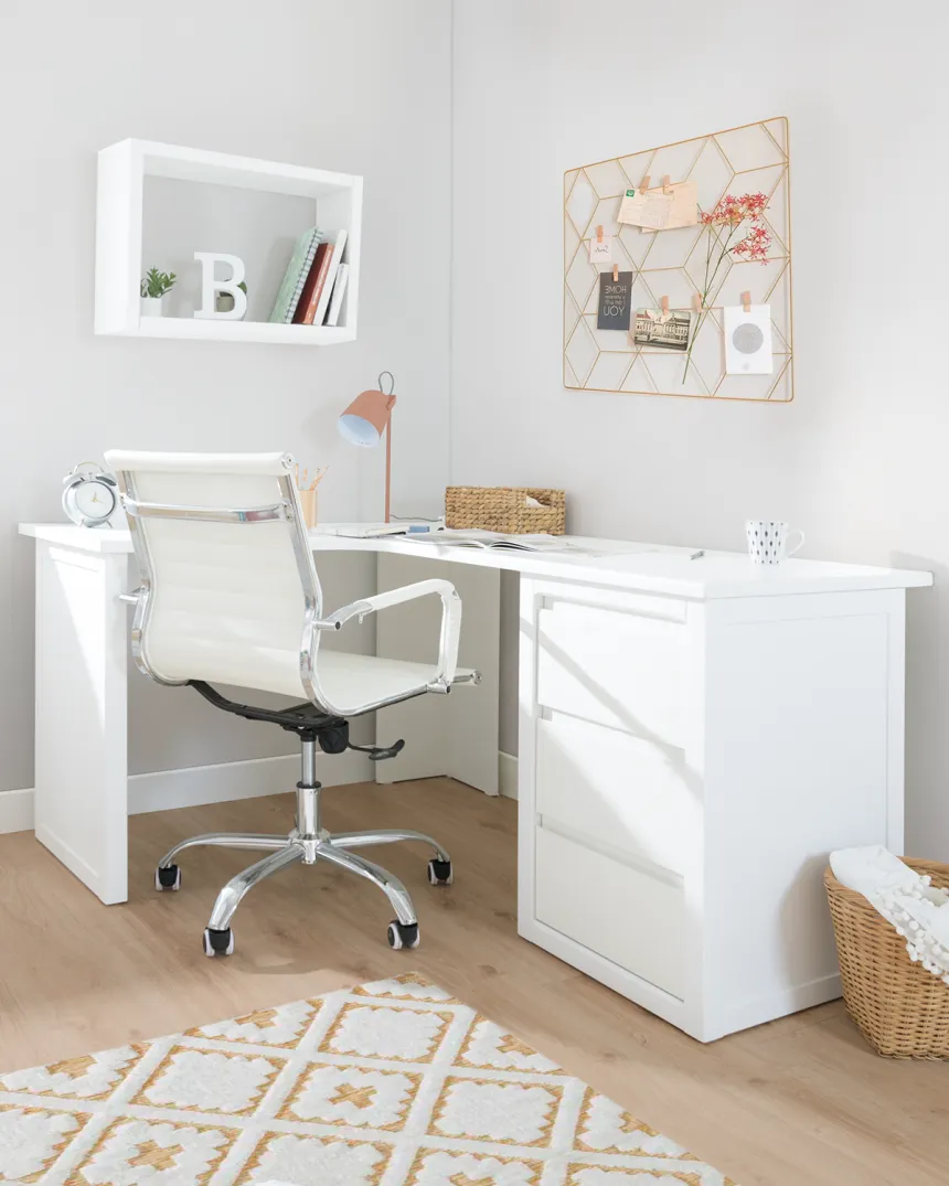 Bureau d´angle avec tiroirs Linéaire - 3 tiroirs - Livraison rapide