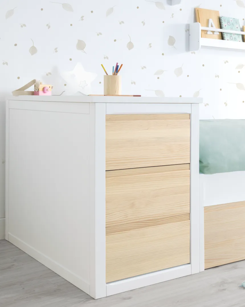 Meuble de rangement blanc et bois Linéaire