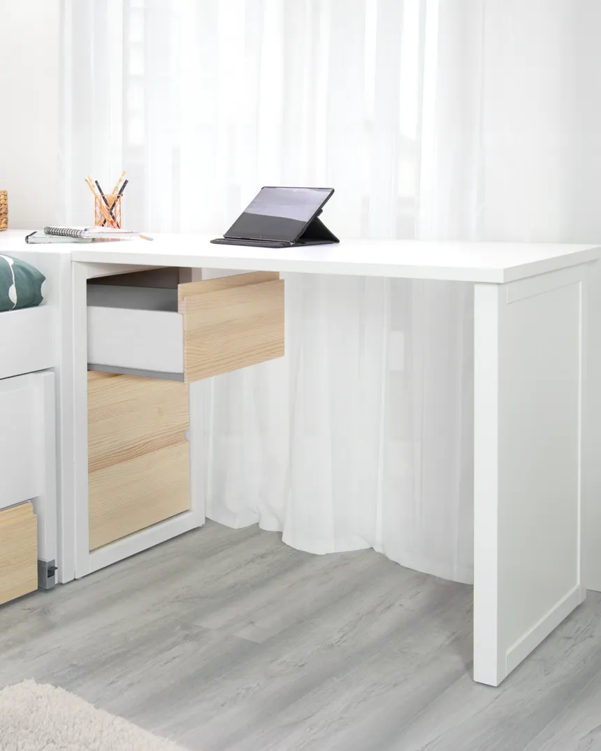 Bureau avec rangement blanc et bois Linéaire - Livraison rapide 2