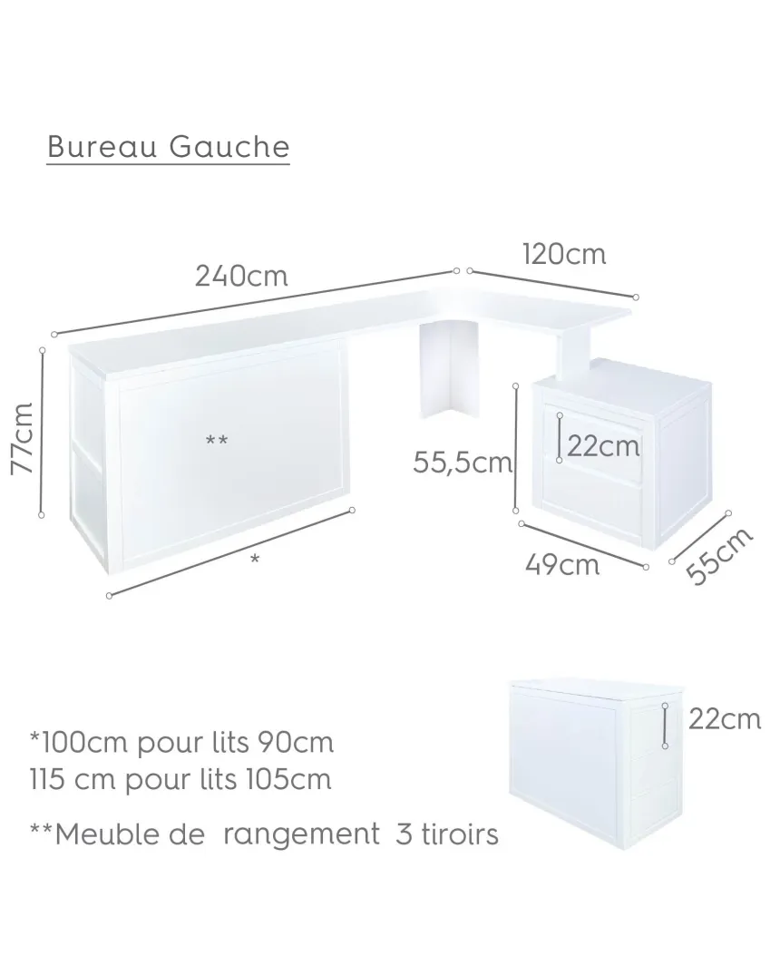 Bureau de coin avec rangement | Livraison rapide