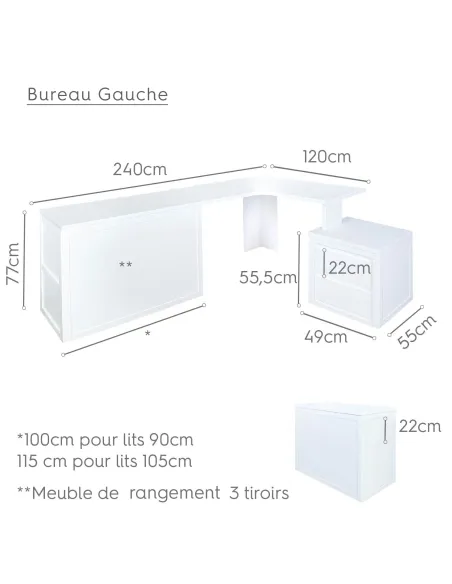 Bureau de coin avec rangement | Livraison rapide