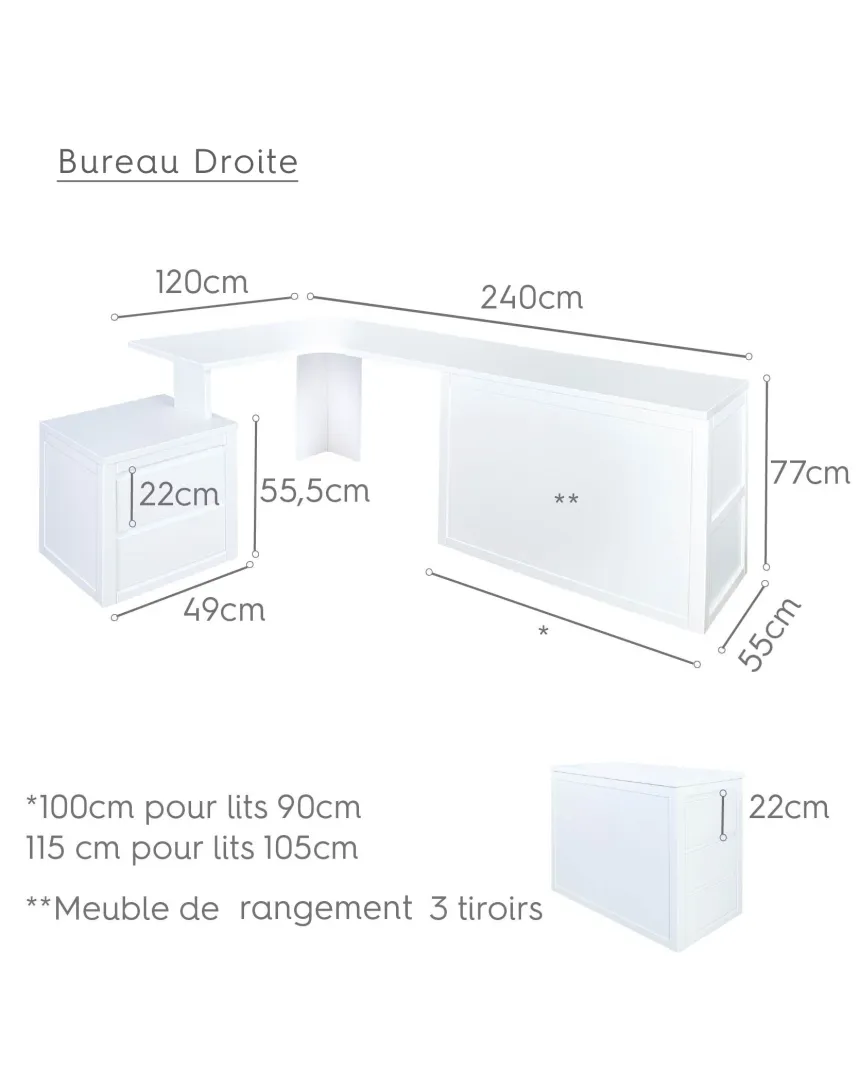 Bureau de coin avec rangement | Livraison rapide