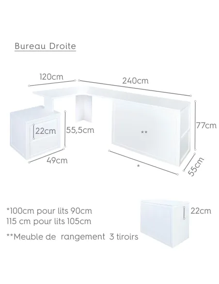 Bureau de coin avec rangement | Livraison rapide