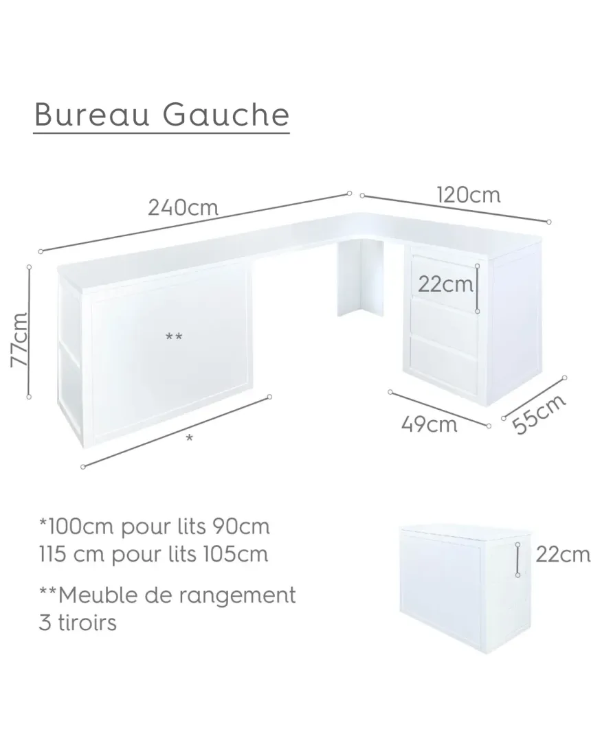 Bureau de coin avec rangement d´Angle + Tiroirs. Linéaire 2