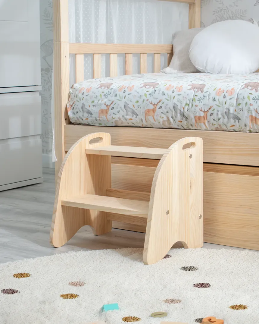 marchepied enfant en bois Naturel pour lit