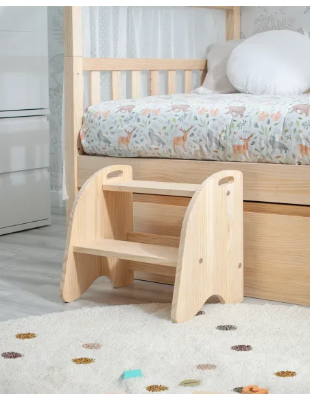 marchepied enfant en bois Naturel pour lit