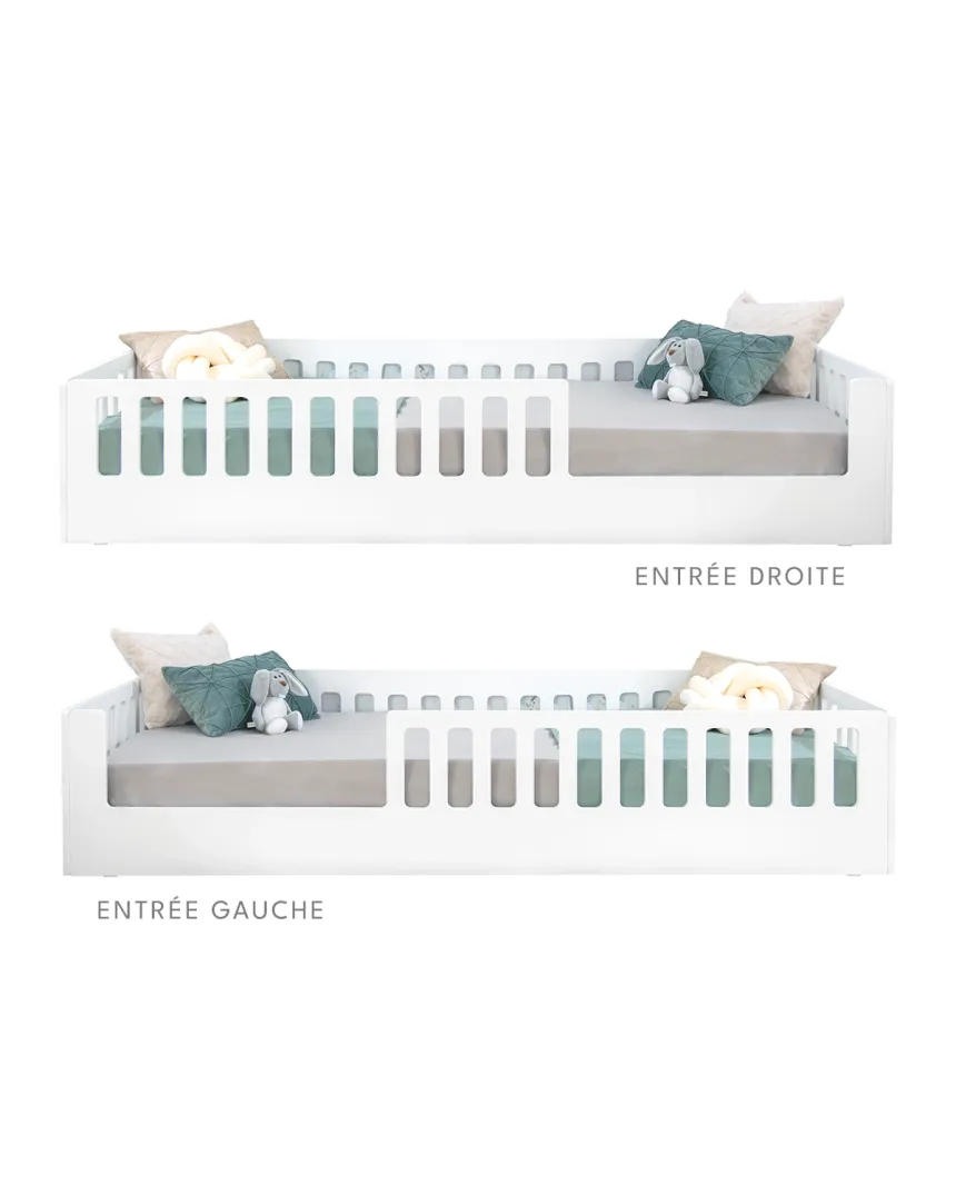 Lit montessori avec barrière CRETA Blanc - Livraison rapide