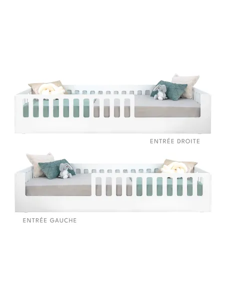 Lit montessori avec barrière CRETA Blanc - Livraison rapide