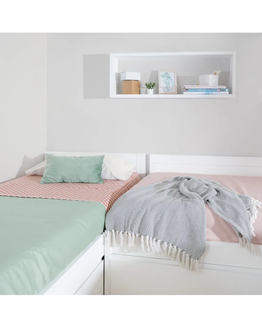 Lits Enfants en L avec Bureau et Rangements