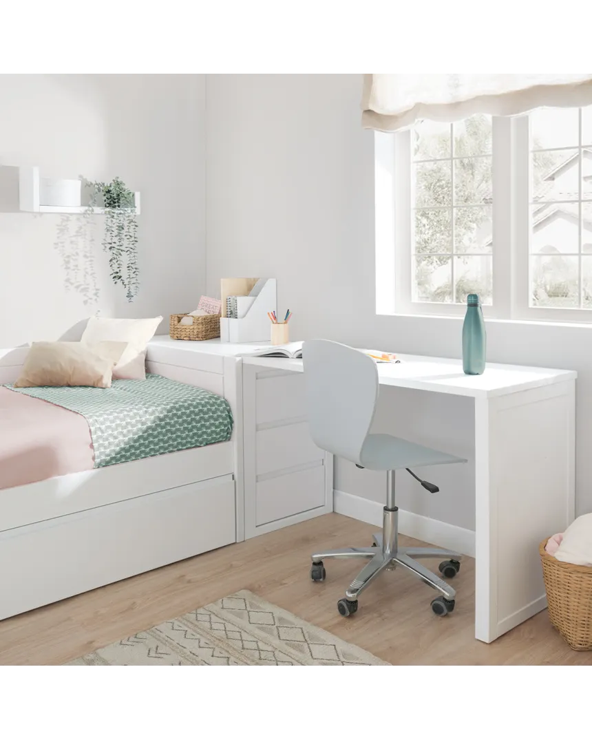 Lits Enfants en L avec Bureau et Rangements