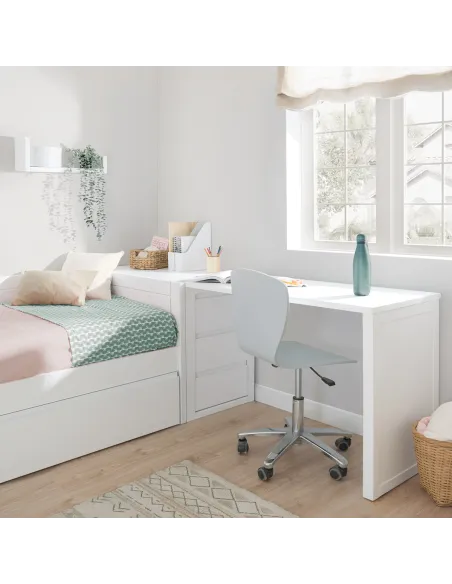 Lits Enfants en L avec Bureau et Rangements