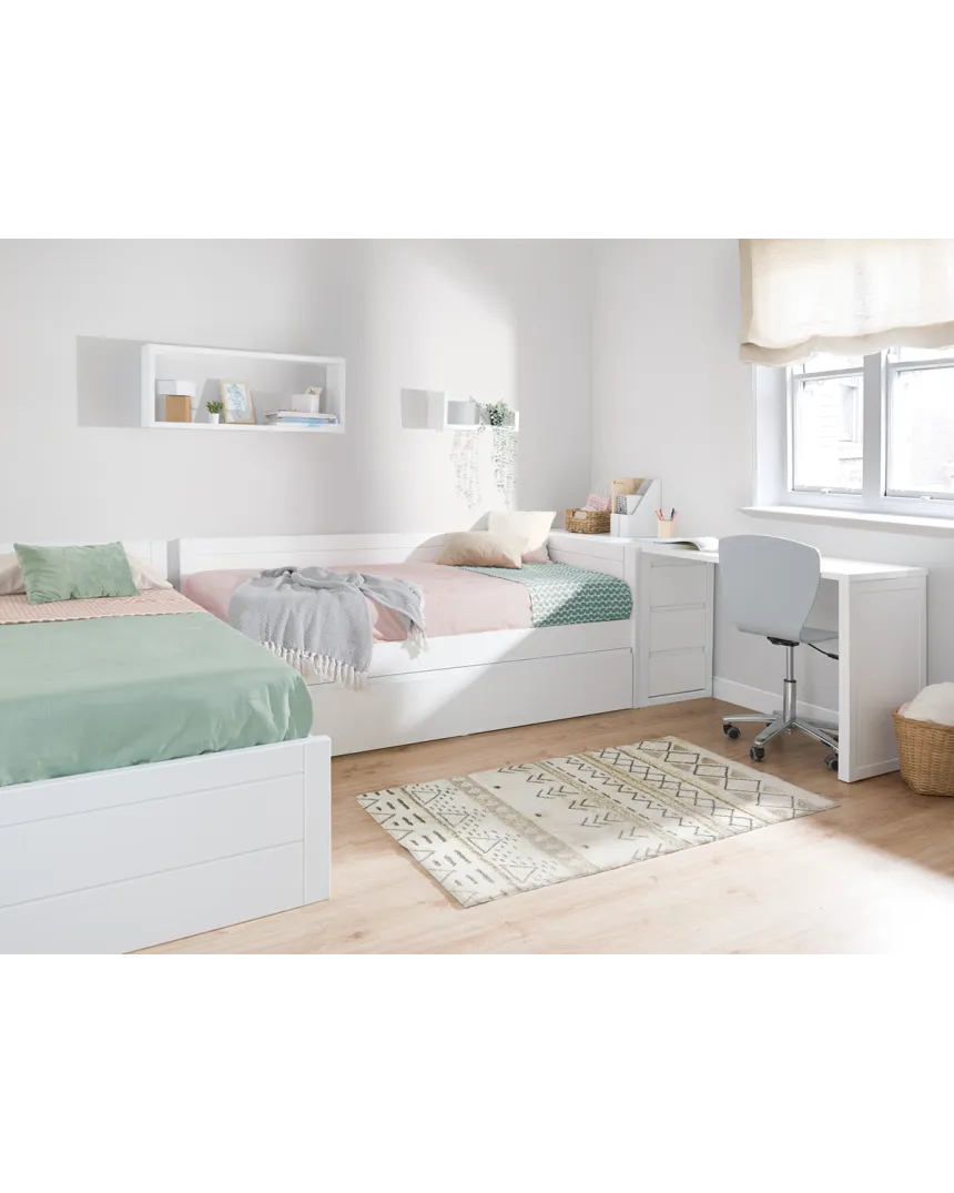 Lits Enfants en L avec Bureau et Rangements