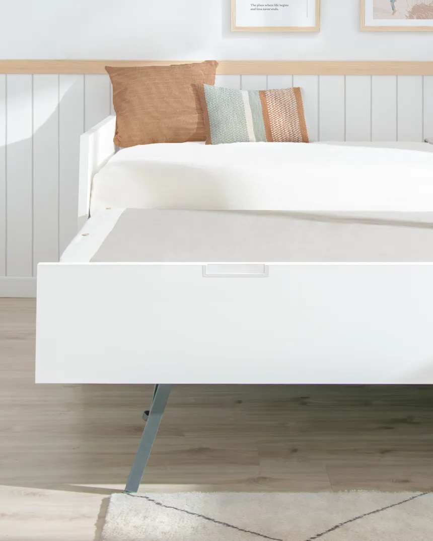 Lit gigogne blanc mélaminé en 90x190 pour enfant - Livraison rapide