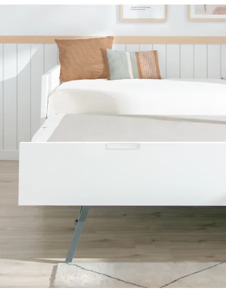 Lit gigogne blanc mélaminé en 90x190 pour enfant - Livraison rapide