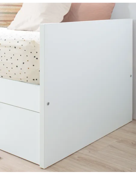 Lit gigogne blanc mélaminé en 90x190 pour enfant - Livraison rapide