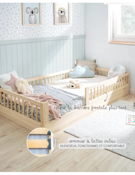 Lit montessori évolutif Sofia Naturel 90x190 cm | Livraison rapide