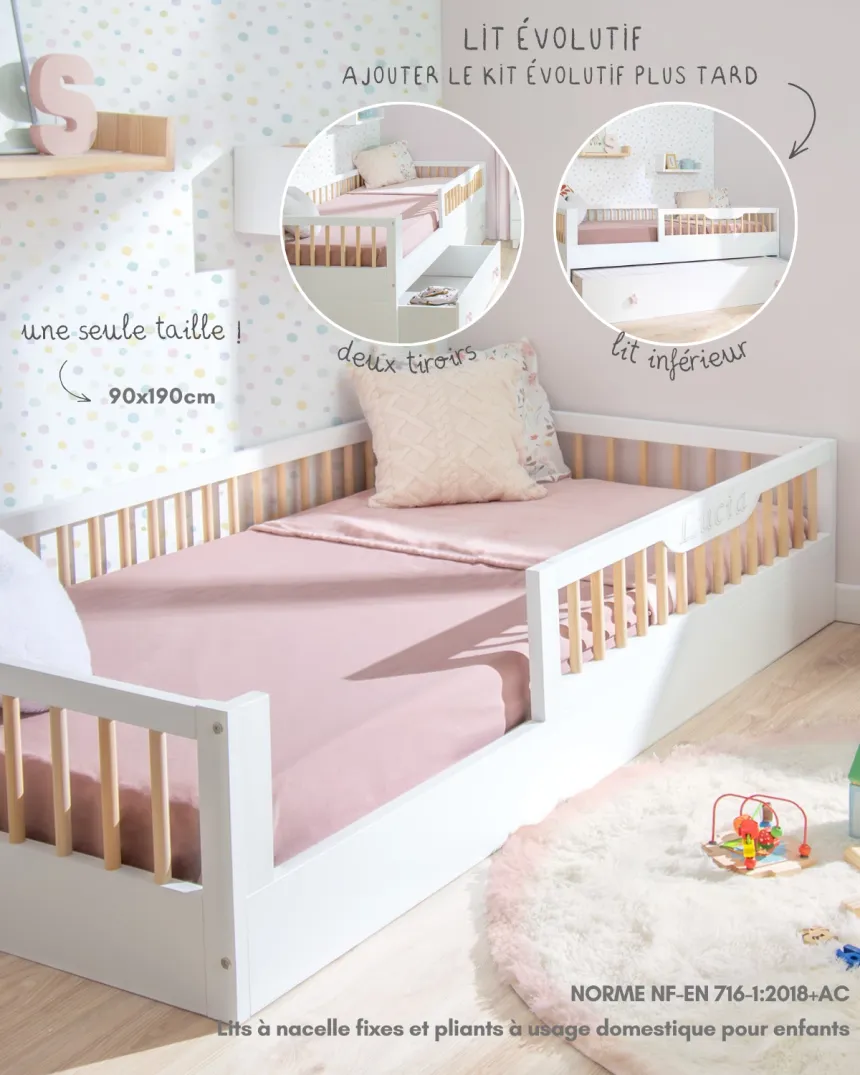 Lit montessori évolutif avec barriére Sofia - Livraison rapide 2